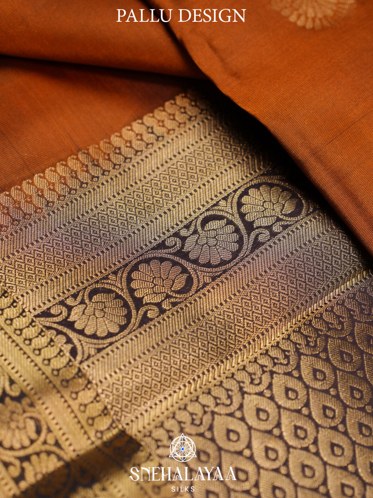 Burnt Orange Kanjivaram Silk Saree