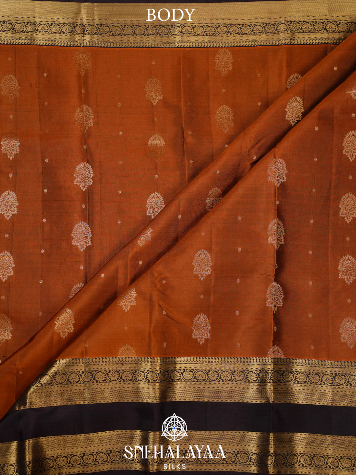 Burnt Orange Kanjivaram Silk Saree