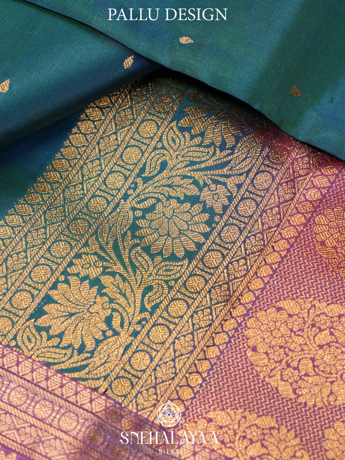 Teal Blue Kanjivaram Silk Saree