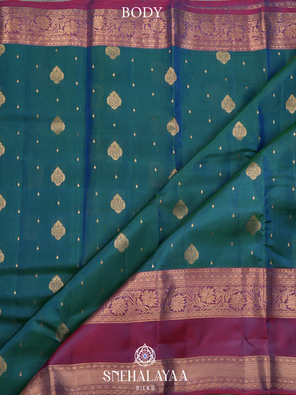 Teal Blue Kanjivaram Silk Saree