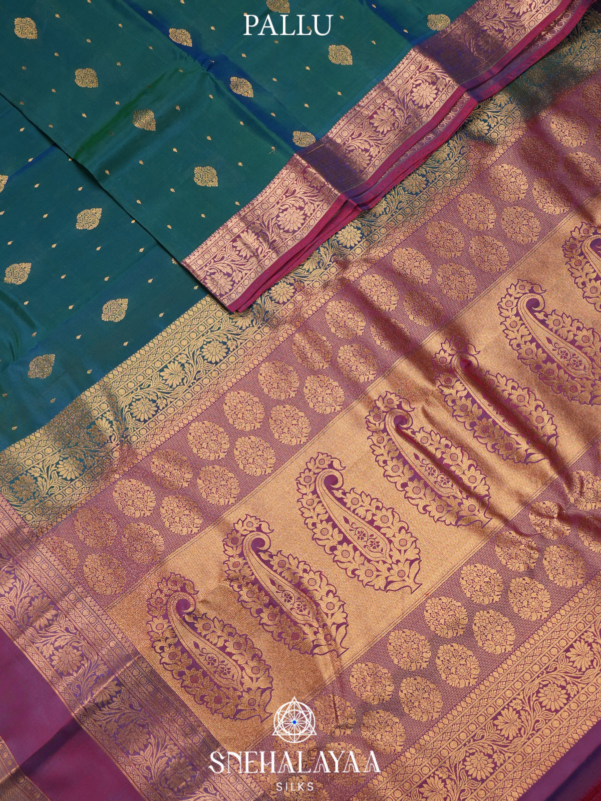 Teal Blue Kanjivaram Silk Saree