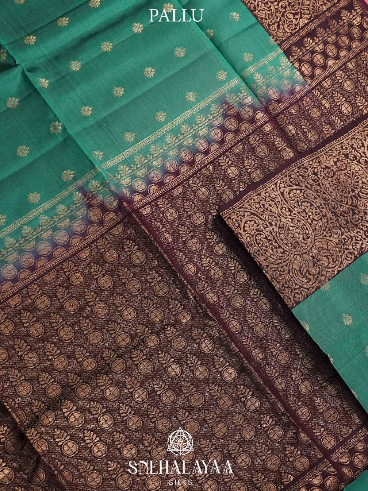 Teal Green Soft Silk Saree