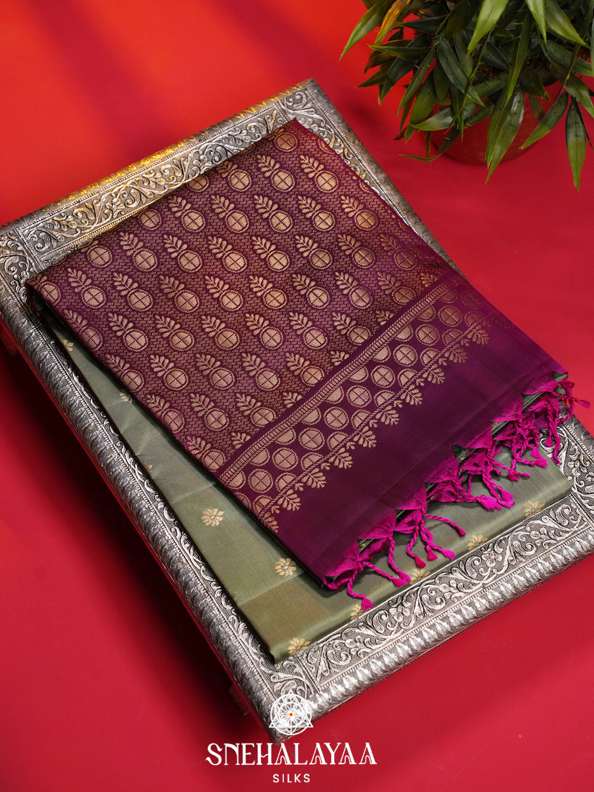 Grey Soft Silk Saree