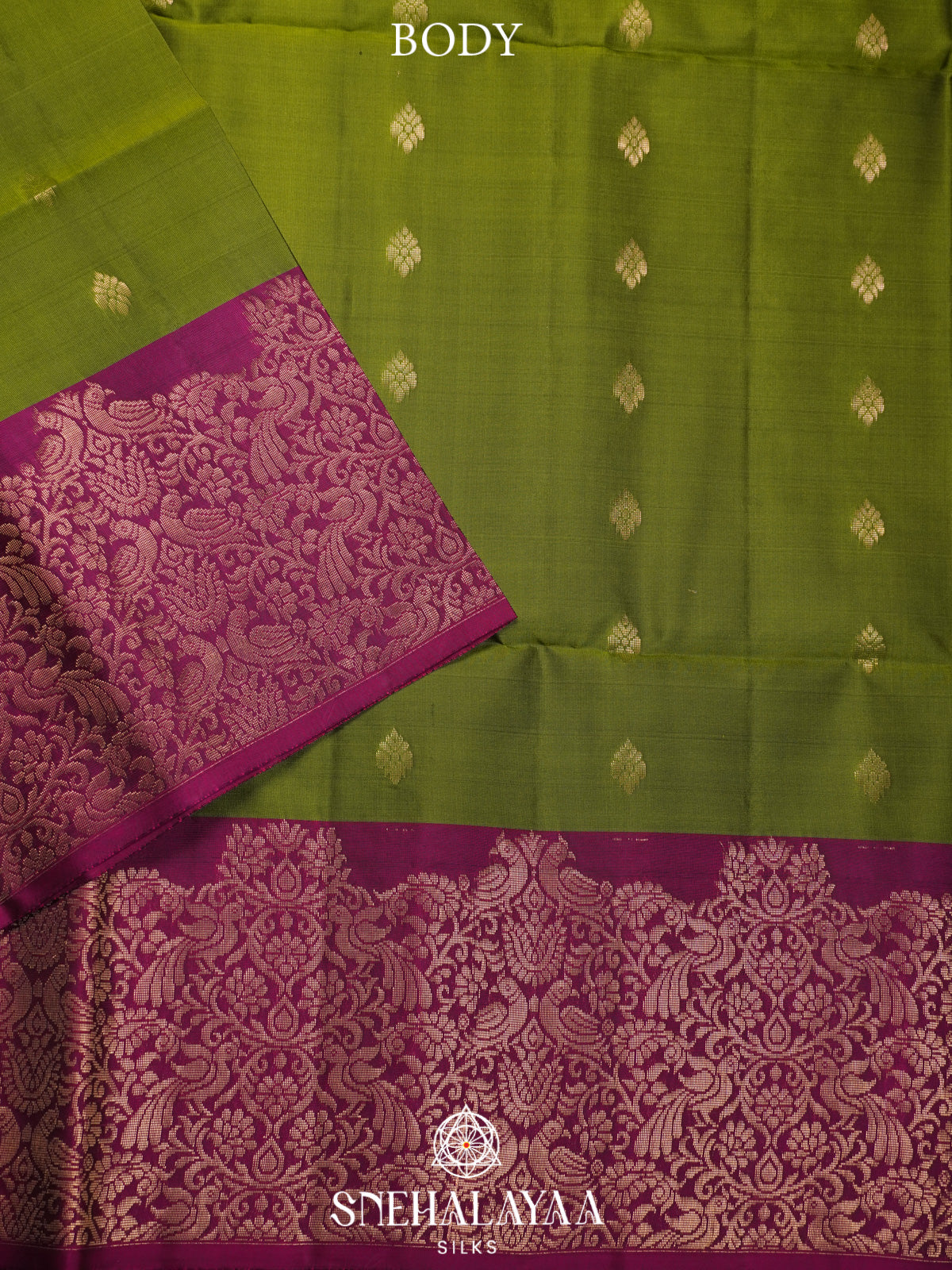 Olive Green Soft Silk Saree