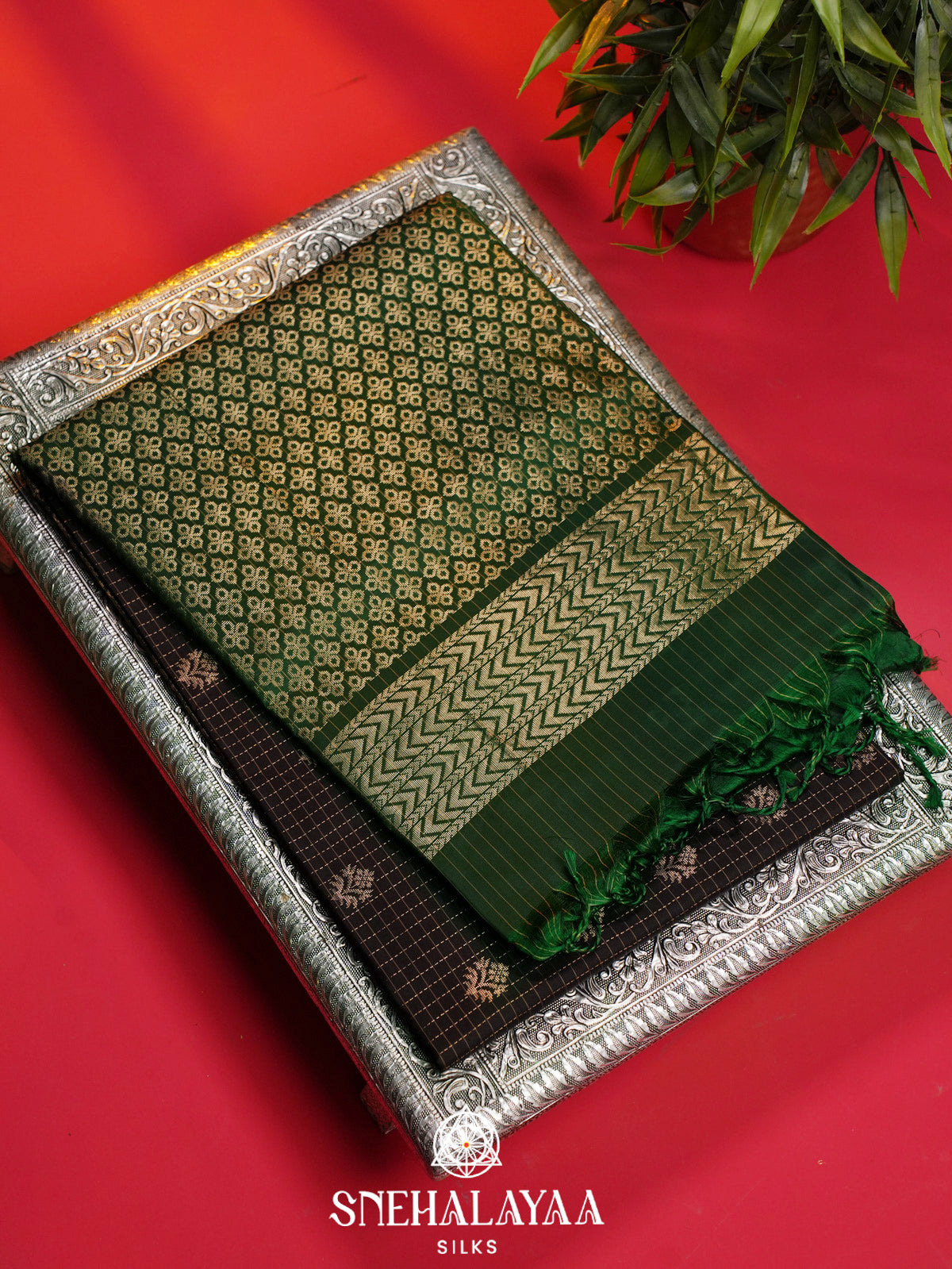 Moss Green Soft Silk Saree