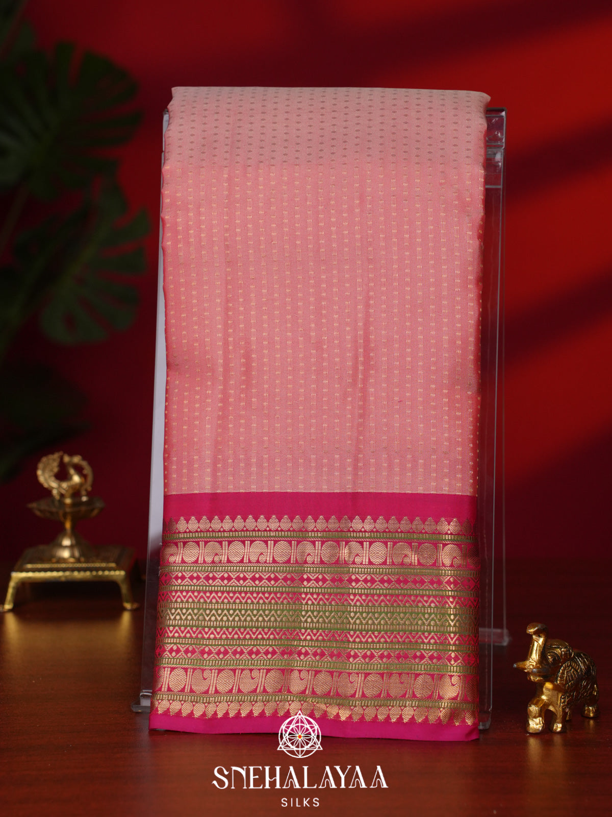 Pale Pink Kanjivaram Silk Saree