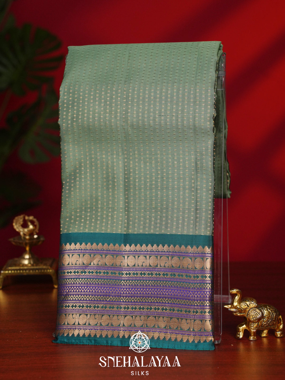 Pale Green Kanjivaram Silk Saree