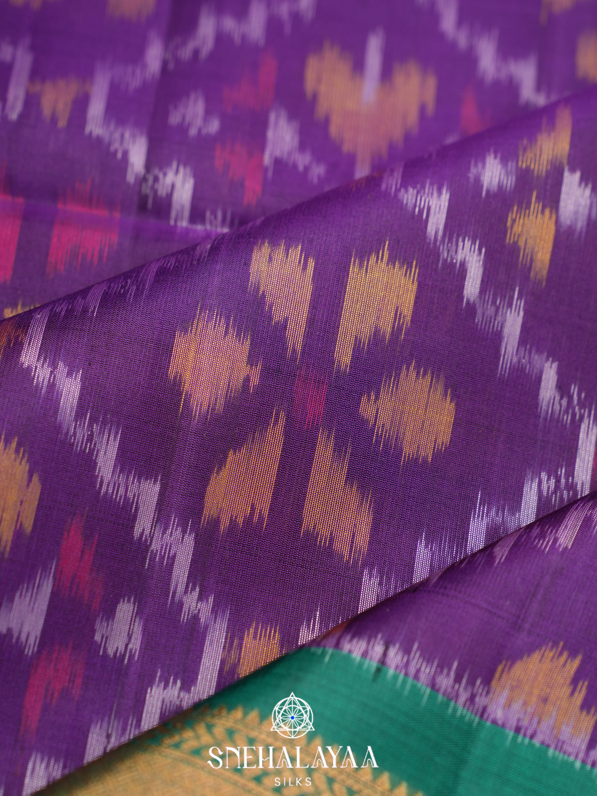 Teal Ikat Soft Silk Saree