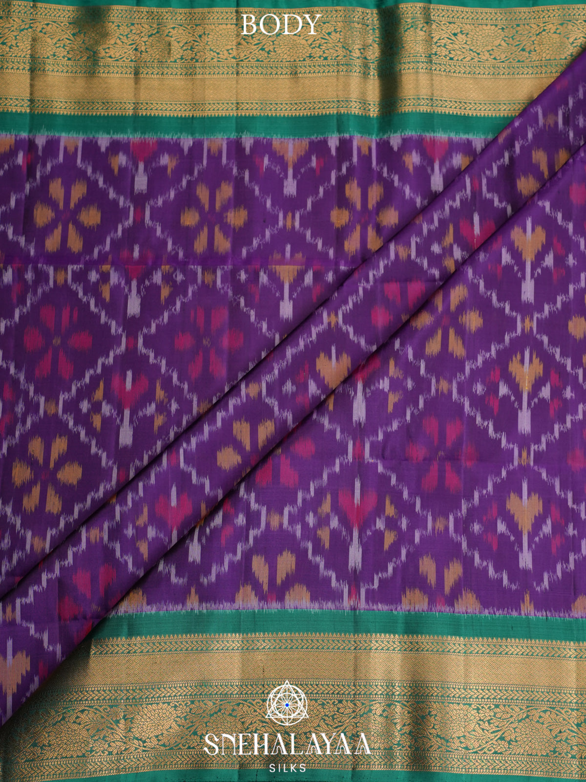 Teal Ikat Soft Silk Saree