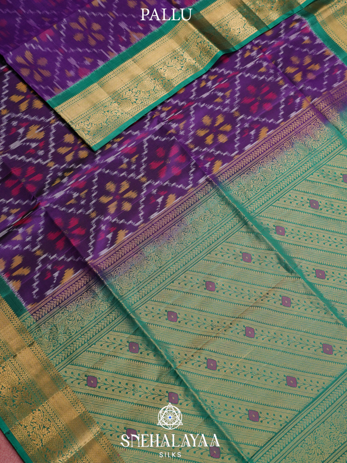 Teal Ikat Soft Silk Saree