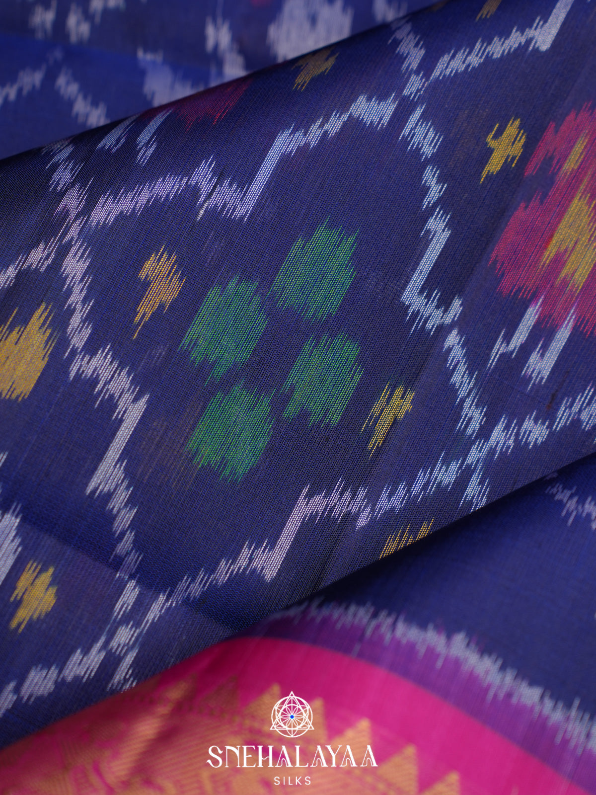 Pink Ikat Soft Silk Saree