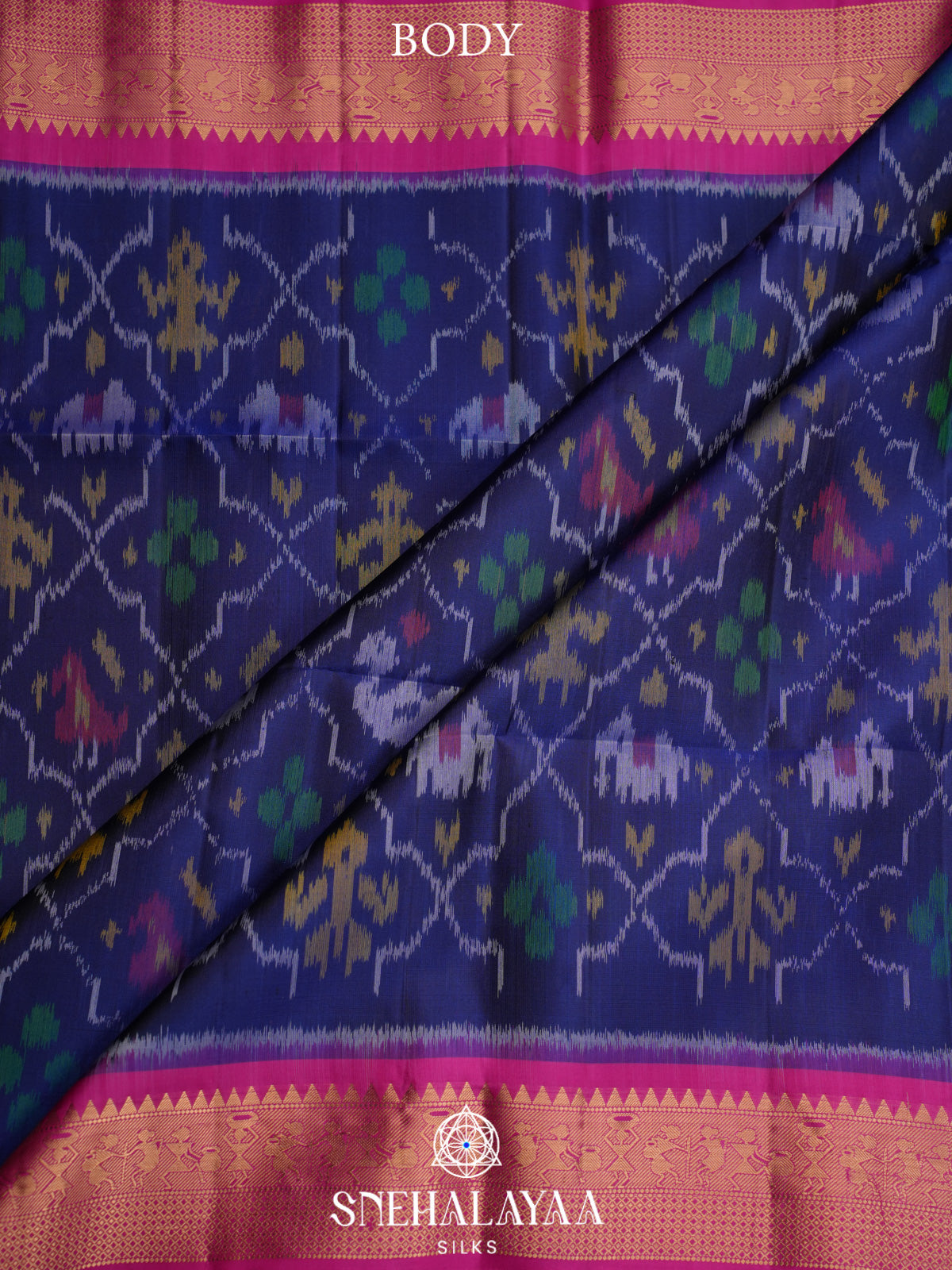 Pink Ikat Soft Silk Saree