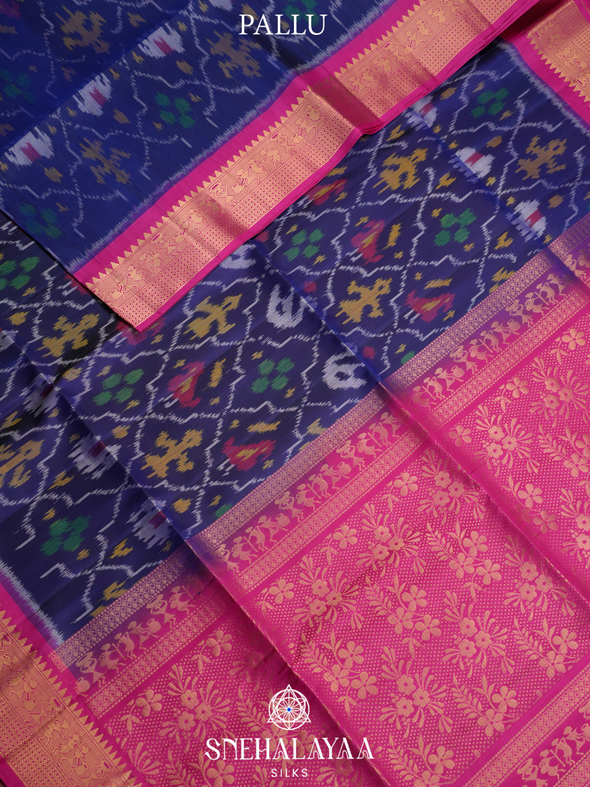 Pink Ikat Soft Silk Saree