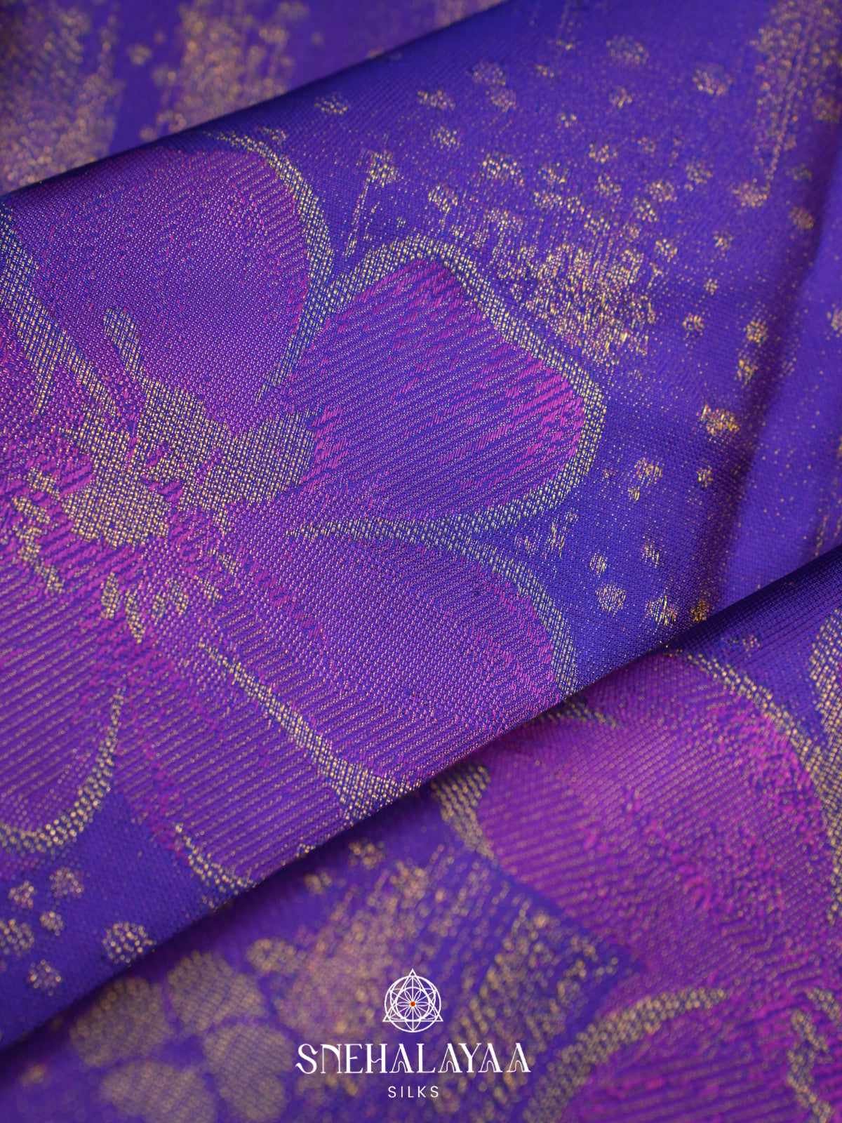 Royal Purple Kanjivaram Silk Saree with Floral Design