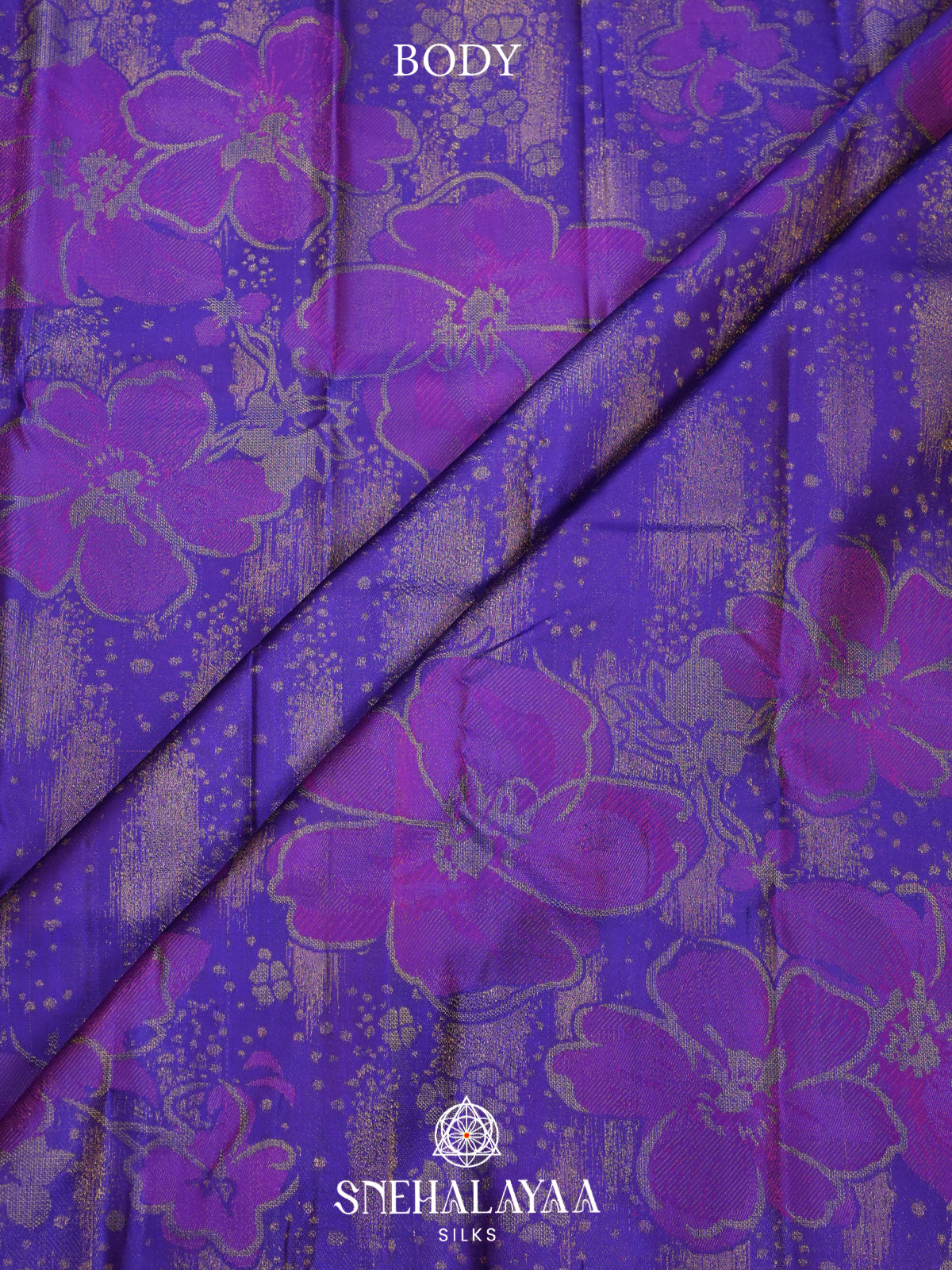 Royal Purple Kanjivaram Silk Saree with Floral Design