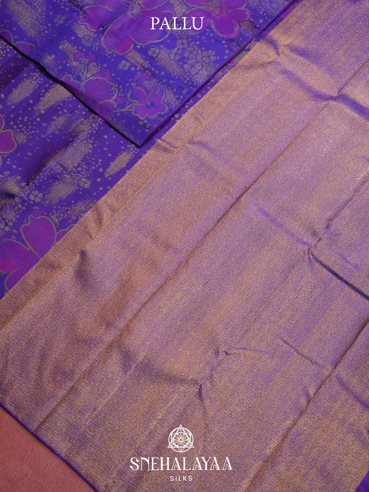 Royal Purple Kanjivaram Silk Saree with Floral Design