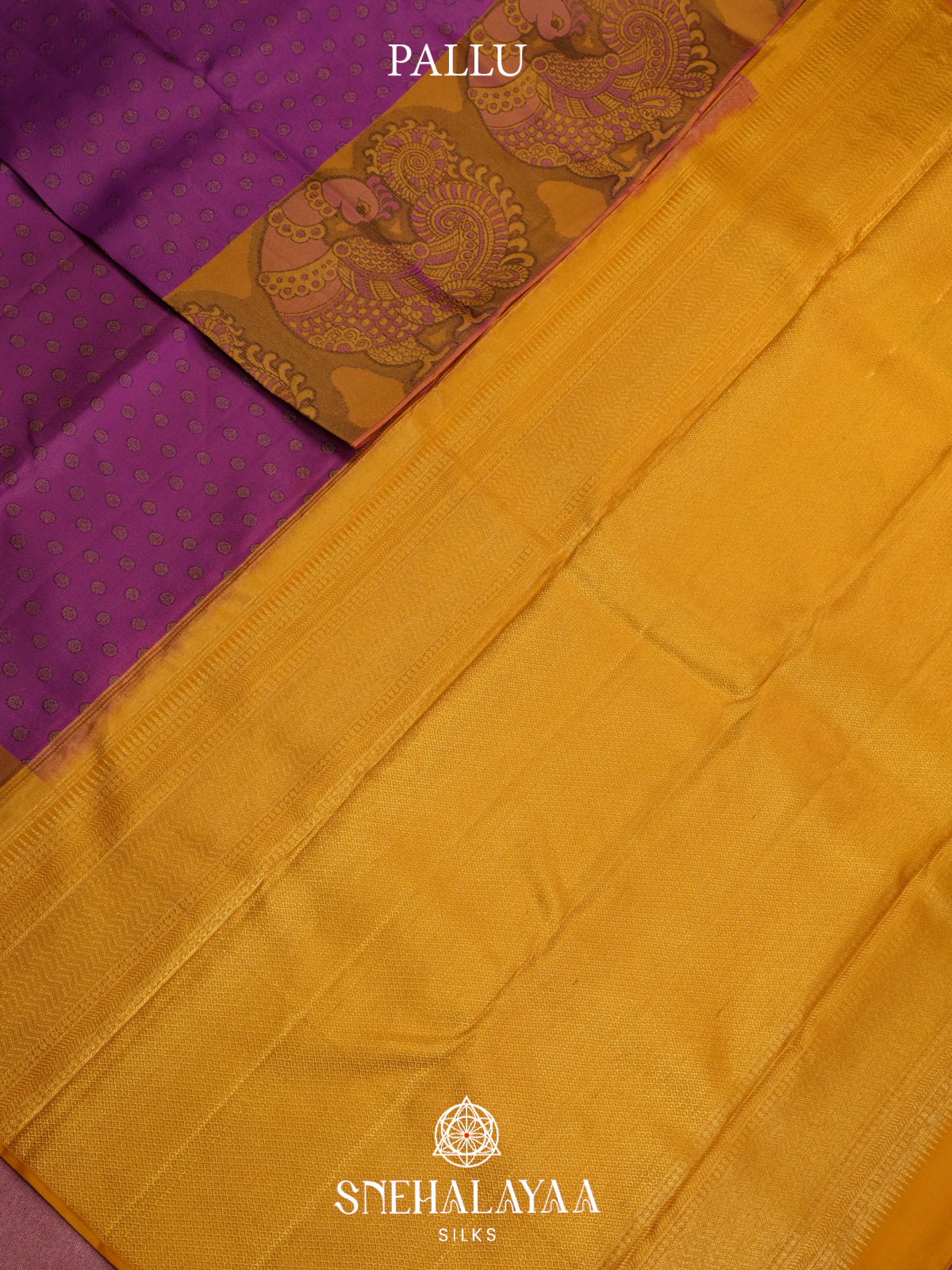 Magenta Pink Kanjivaram Silk Saree with Mustard Yellow Peacock Border
