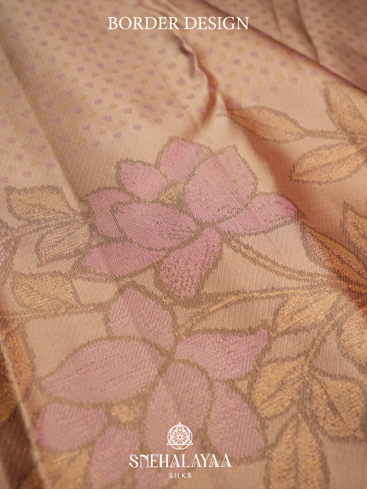 Beige Kanjivaram Silk Saree with Floral Zari Design