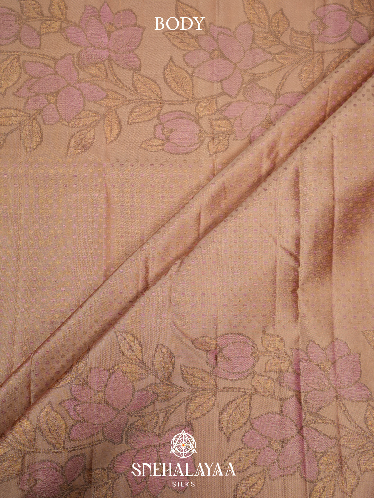 Beige Kanjivaram Silk Saree with Floral Zari Design