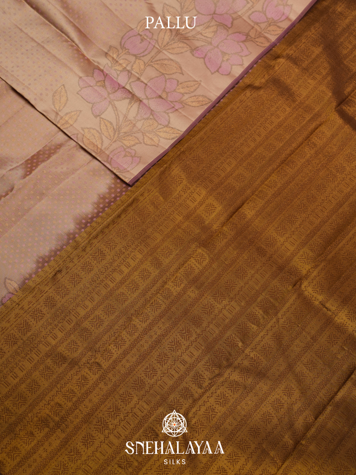 Beige Kanjivaram Silk Saree with Floral Zari Design