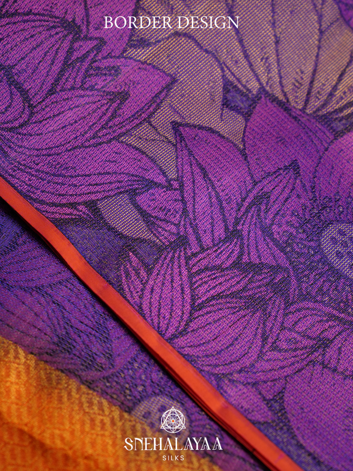 Violet Purple Kanjivaram Silk Saree with Floral Design