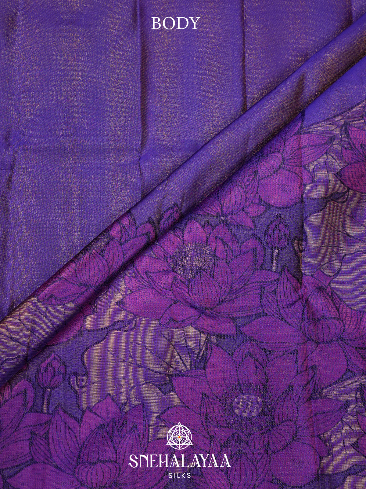 Violet Purple Kanjivaram Silk Saree with Floral Design