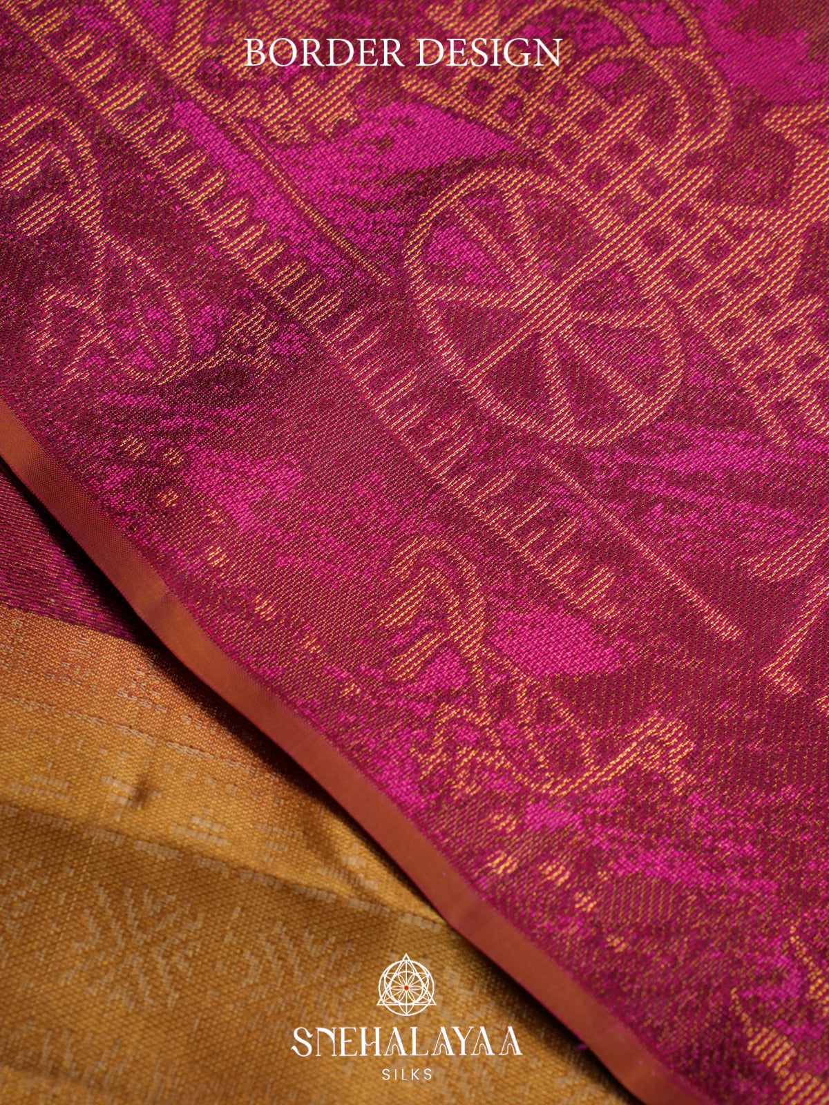 Rani Pink Kanjivaram Silk Saree with Village Themed Zari Border