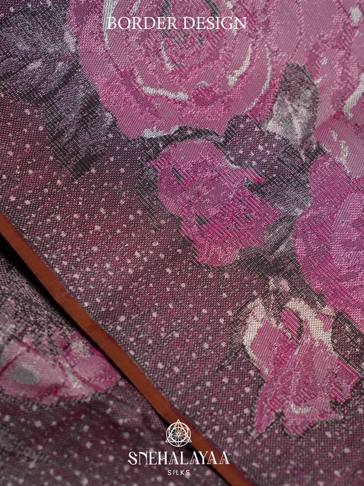 Burgundy Kanjivaram Silk Saree with Floral Border