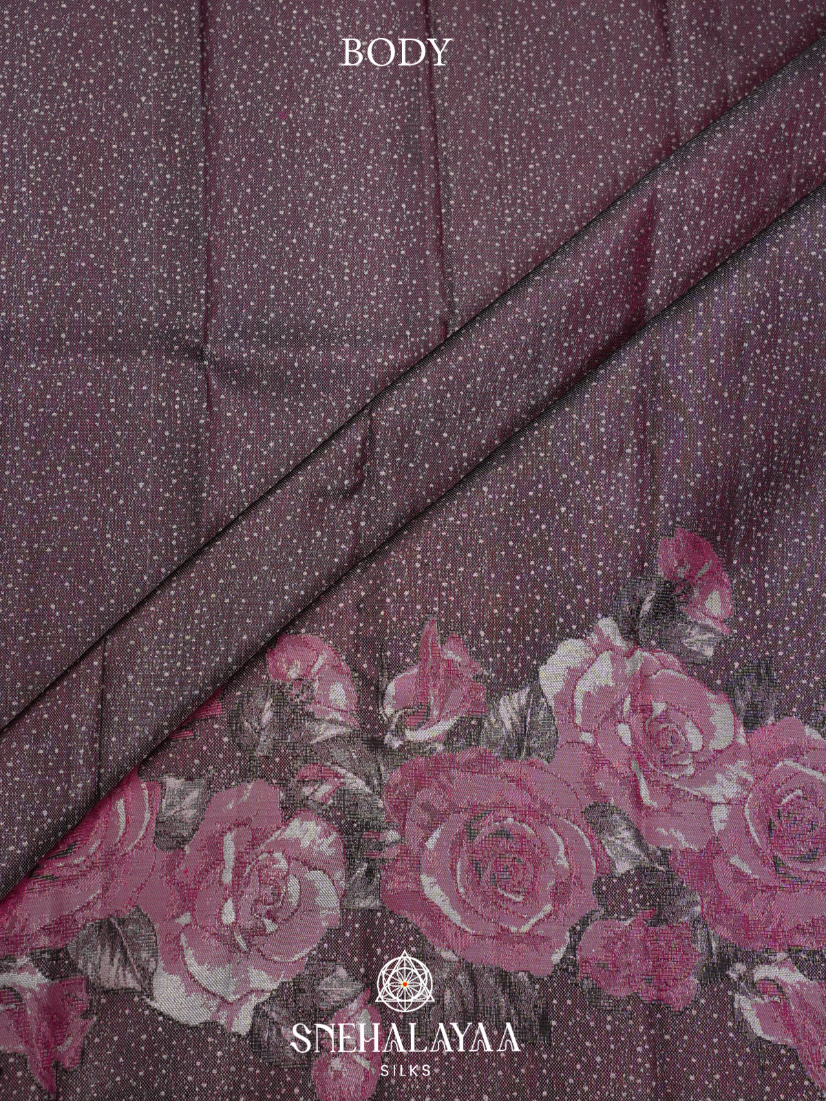Burgundy Kanjivaram Silk Saree with Floral Border