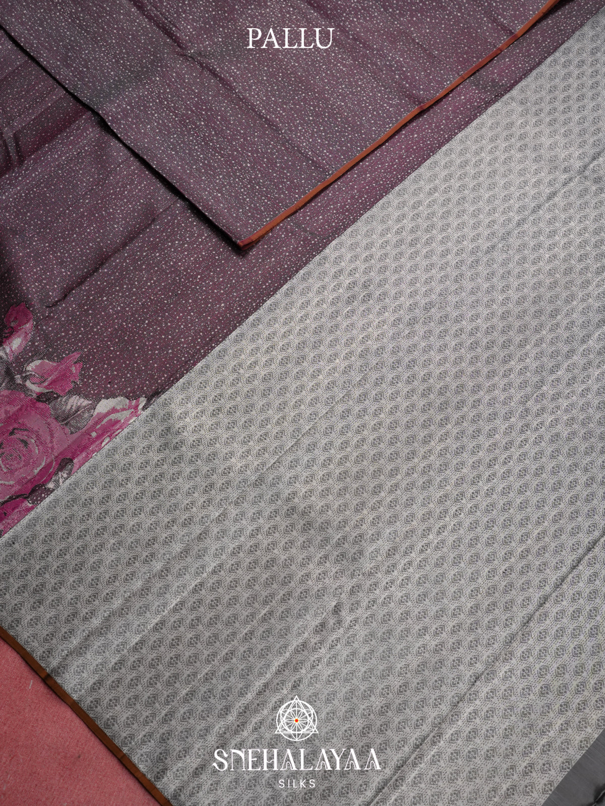 Burgundy Kanjivaram Silk Saree with Floral Border