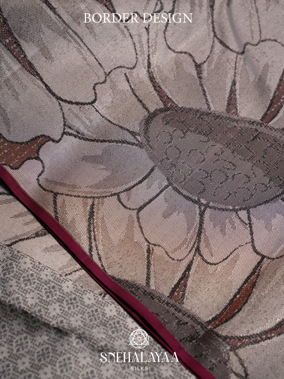 Brown Kanjivaram Silk Saree with Floral Design