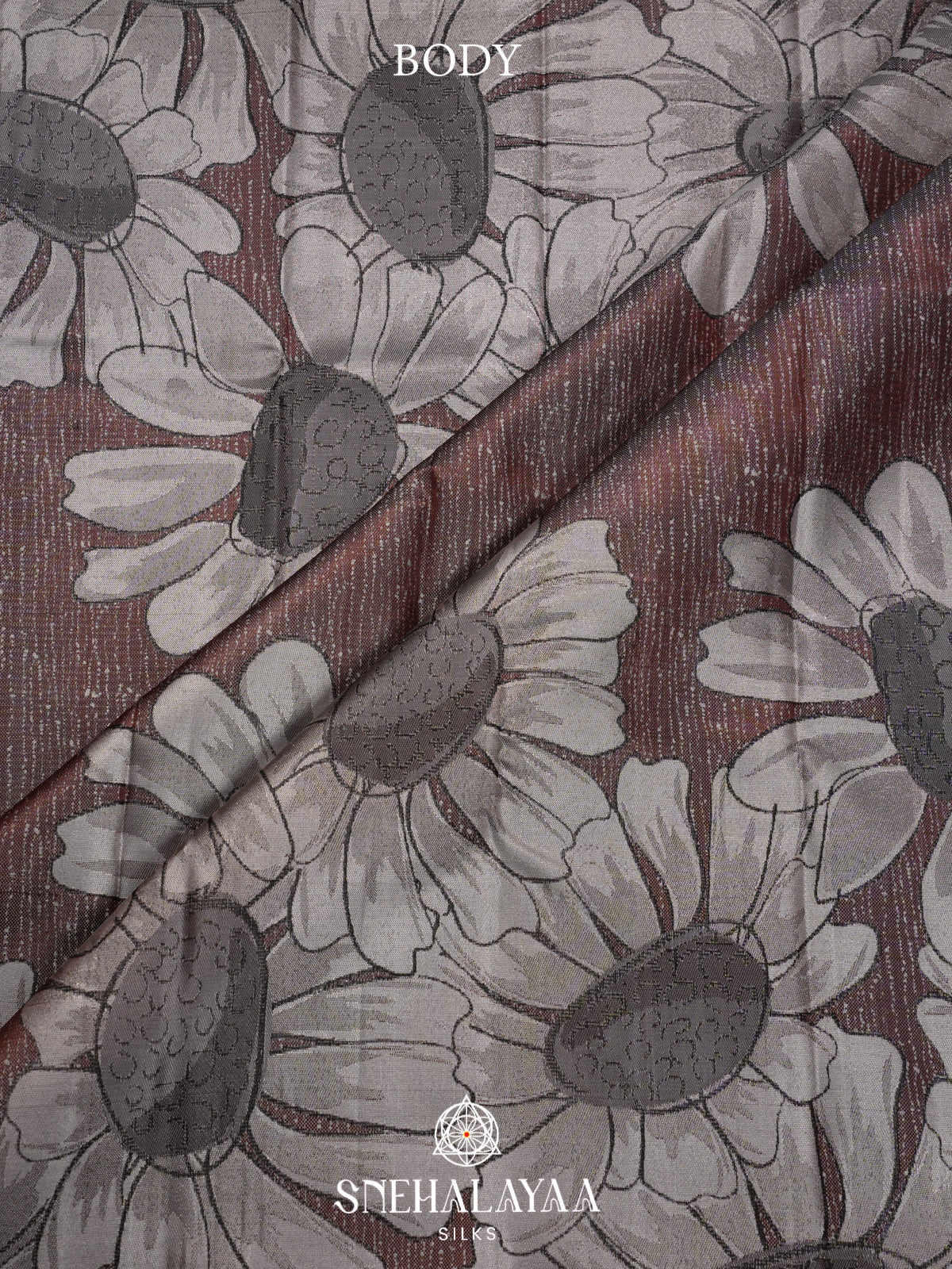 Brown Kanjivaram Silk Saree with Floral Design