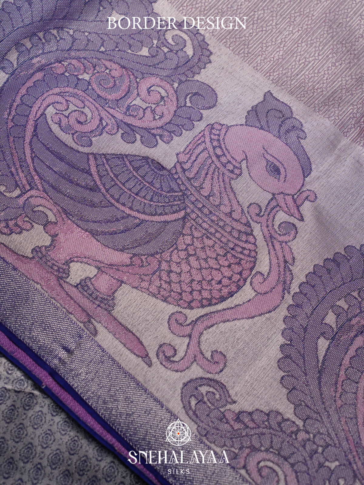Dusty Mauve Kanjivaram Silk Saree with Peacock Border