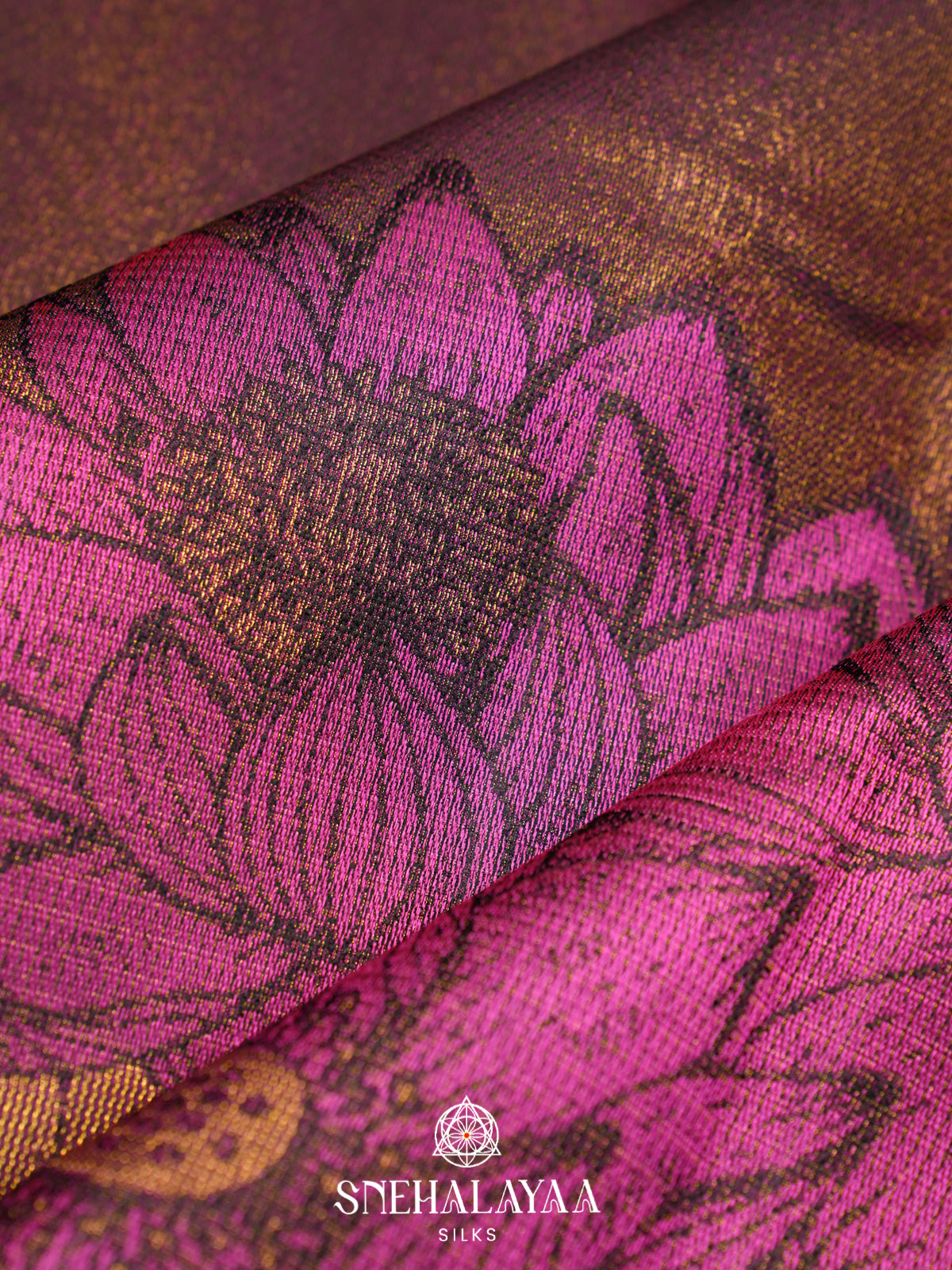Brown Kanjivaram Silk Saree with Floral Border