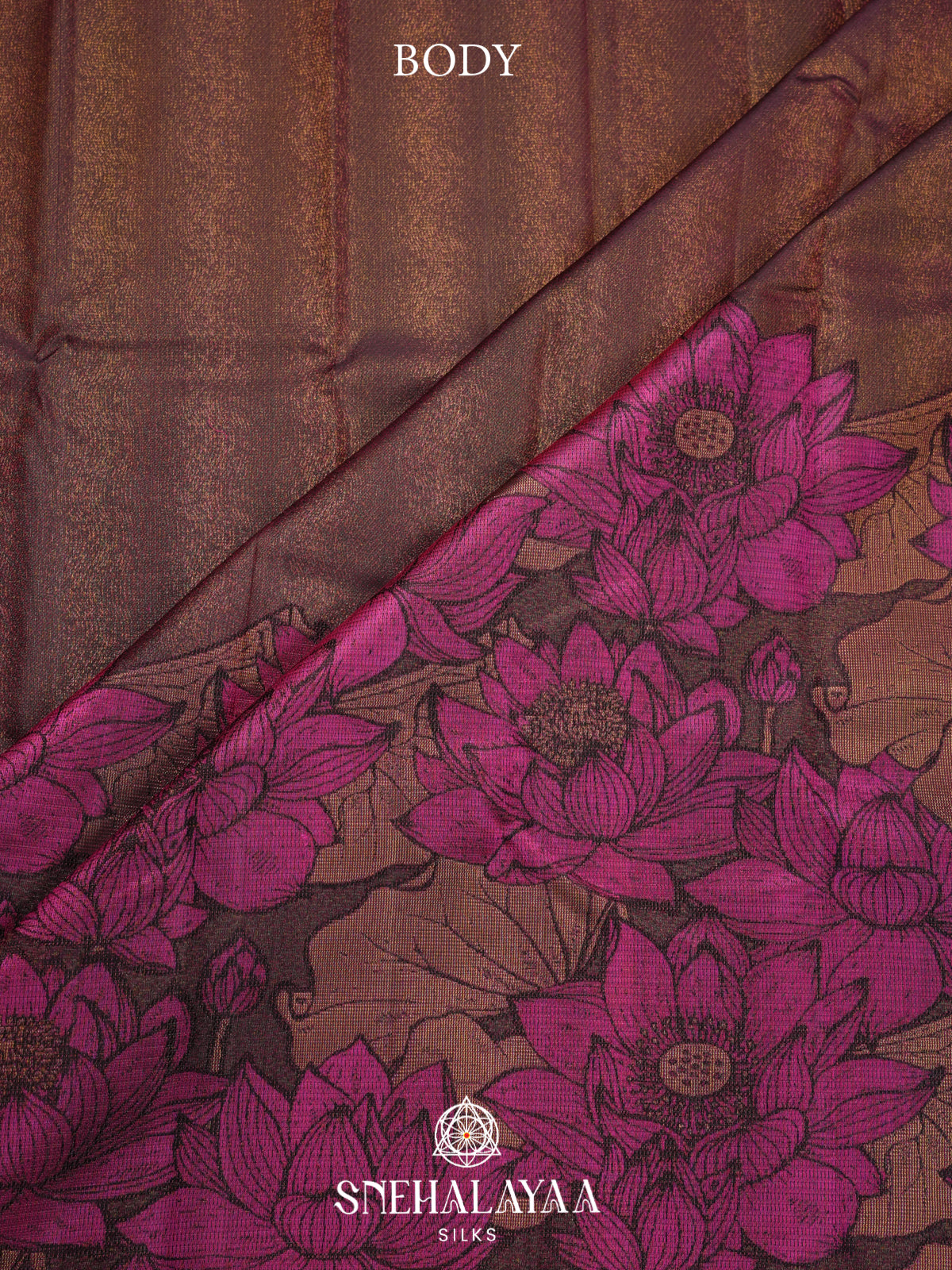 Brown Kanjivaram Silk Saree with Floral Border