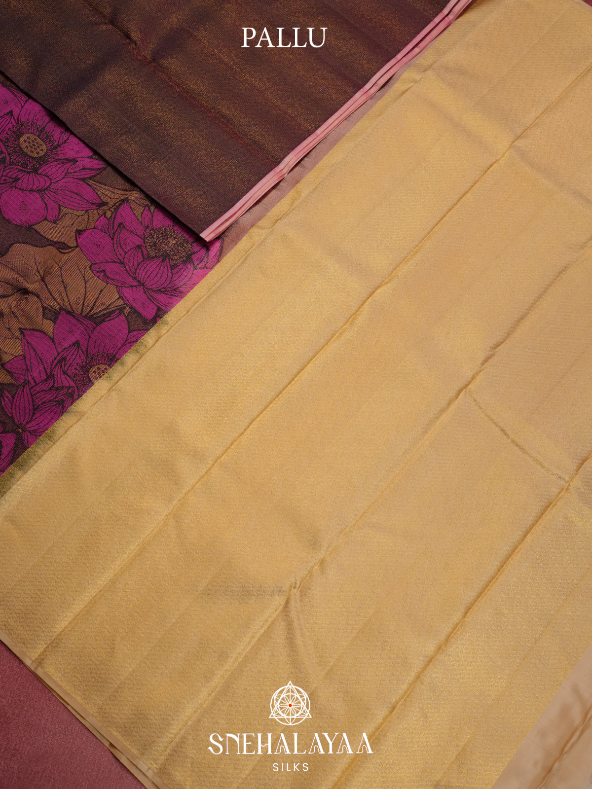 Brown Kanjivaram Silk Saree with Floral Border