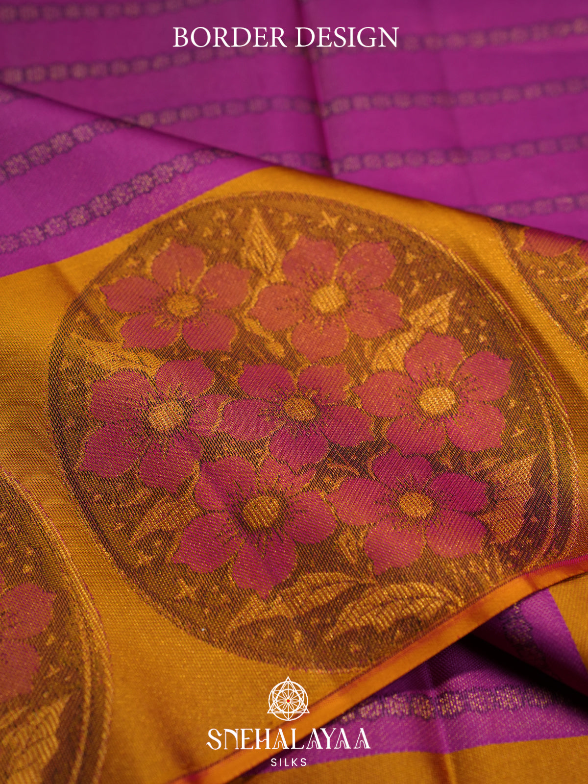 Magenta Kanjivaram Silk Saree with Floral Zari Border