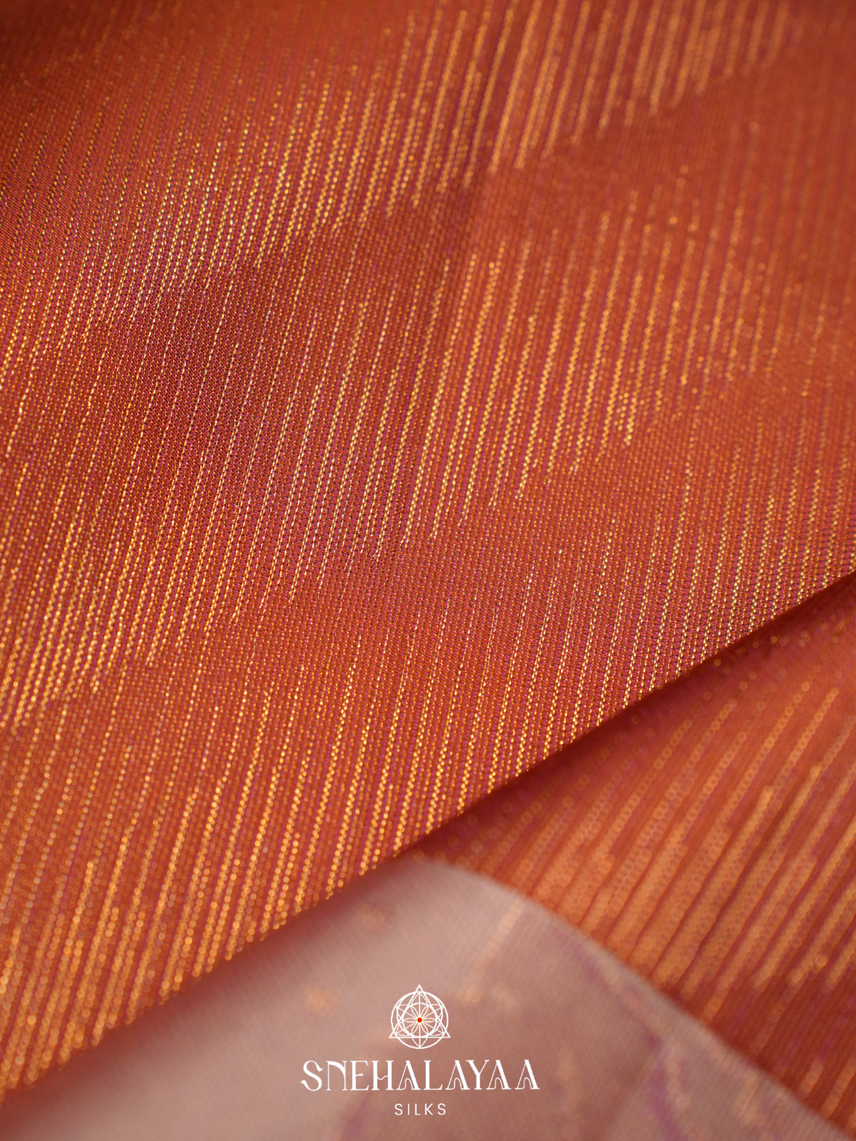 Rust Orange Kanjivaram Silk Saree with Pink Rose Zari Border