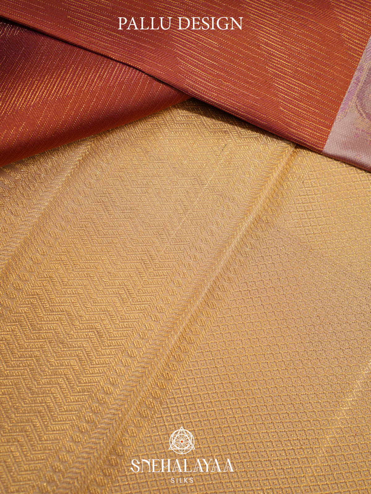 Rust Orange Kanjivaram Silk Saree with Pink Rose Zari Border