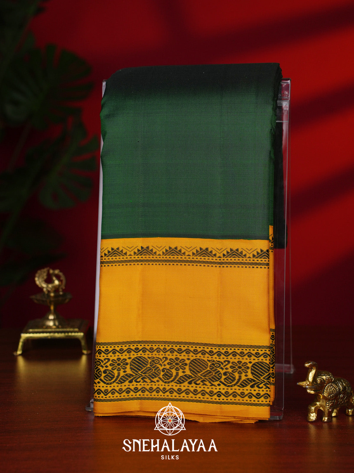 Forest Green Kanjivaram Silk Saree
