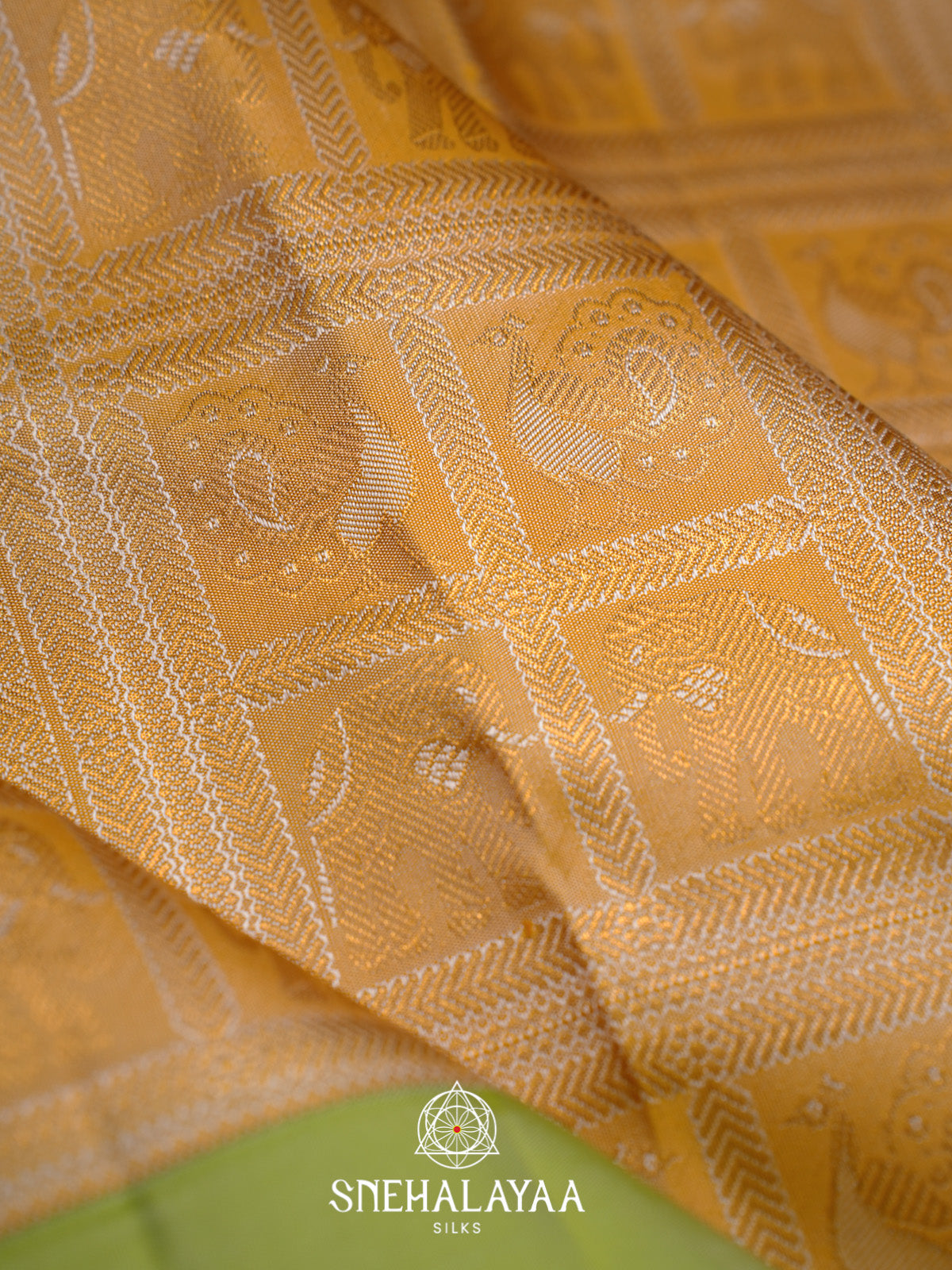 Pale Yellow Kanjivaram Silk Saree