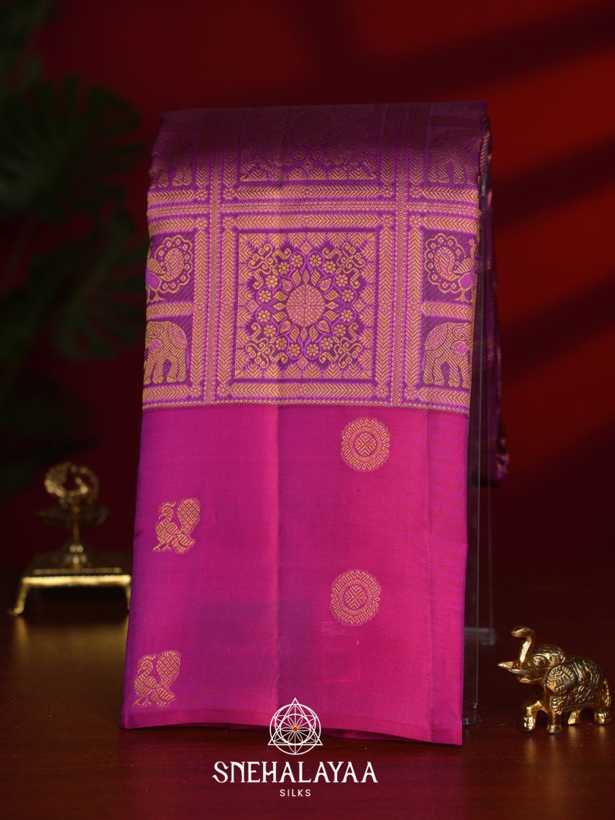 Meganta Pink Kanjivaram Silk Saree