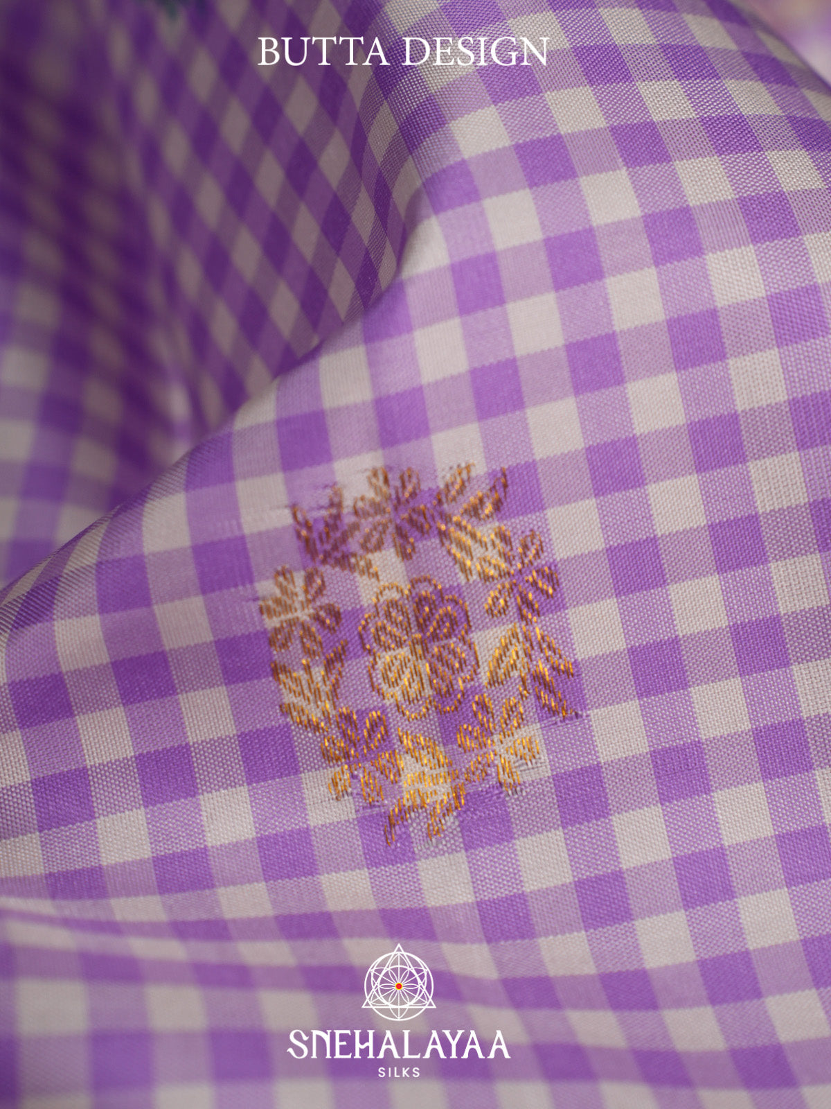 Lilac checks Kanjivaram Silk Saree