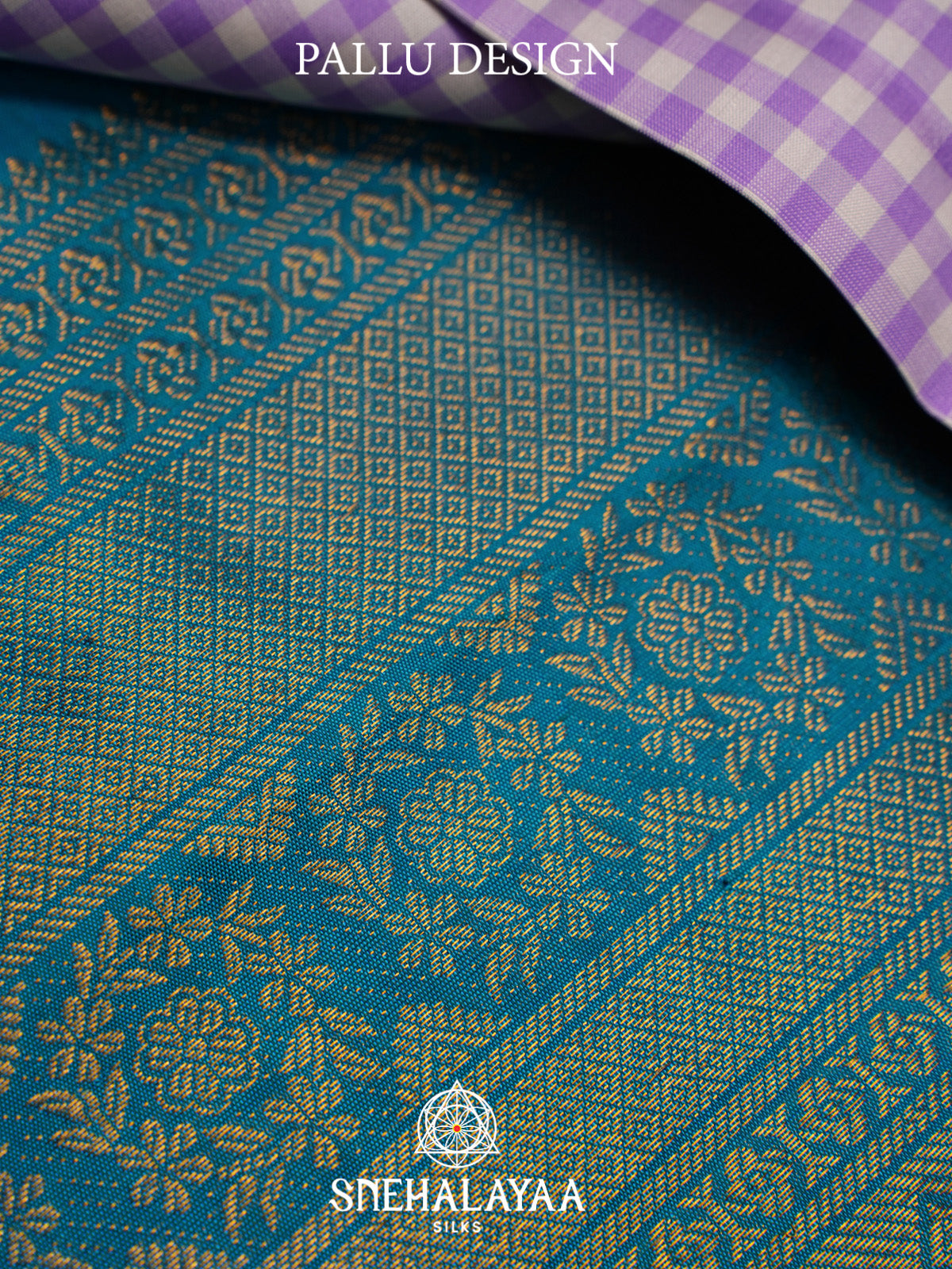 Lilac checks Kanjivaram Silk Saree