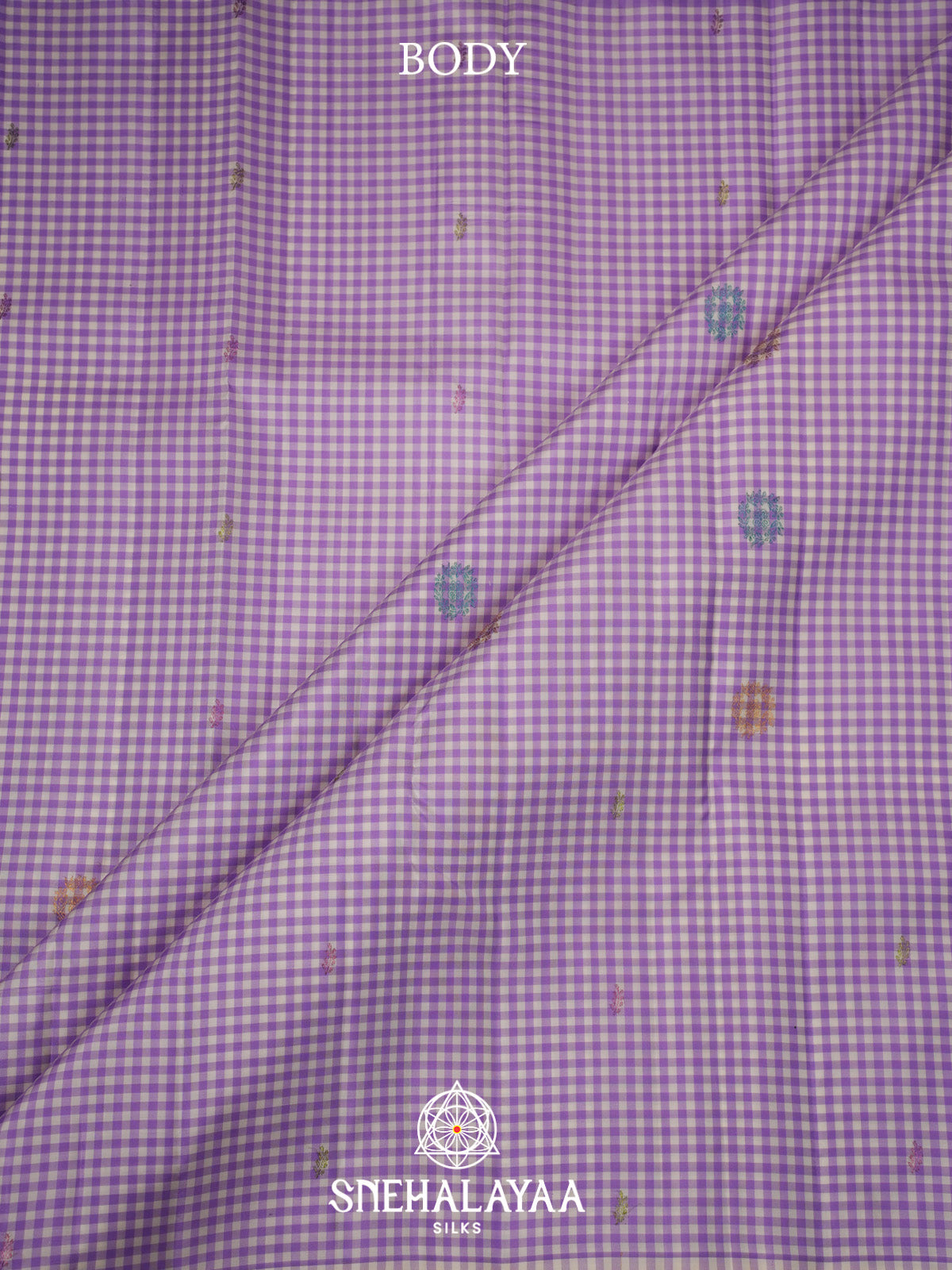 Lilac checks Kanjivaram Silk Saree