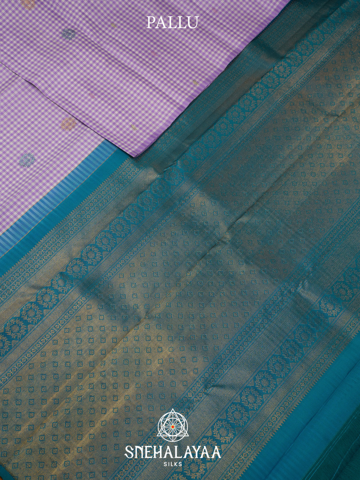 Lilac checks Kanjivaram Silk Saree