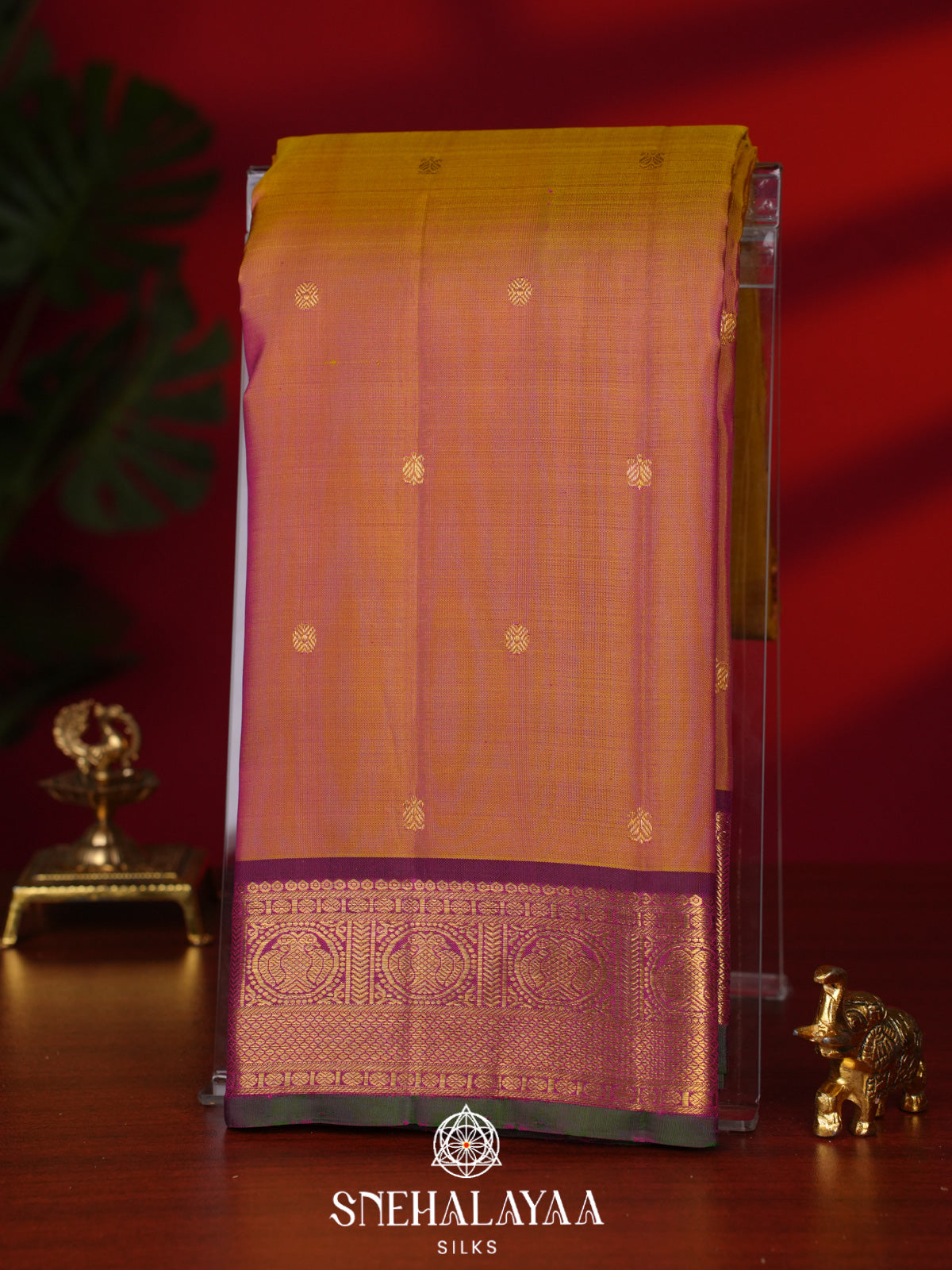 Honey Gold Kanjivaram Silk Saree