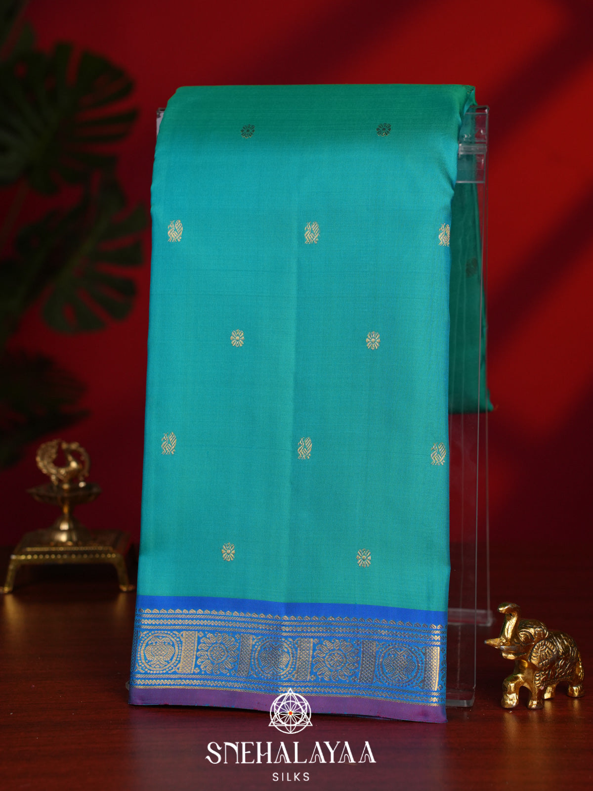 Teal Green Kanjivaram Silk Saree