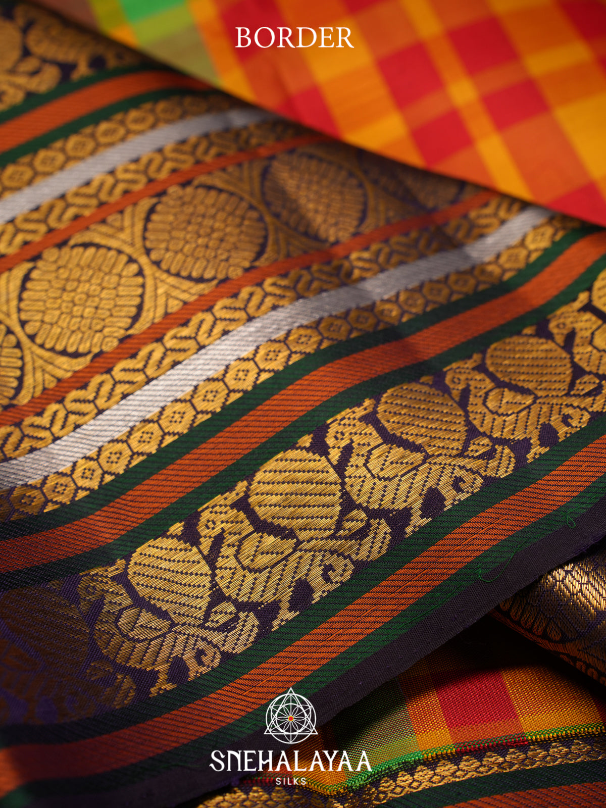 Multicolour Checks Kanjivaram Silk Saree