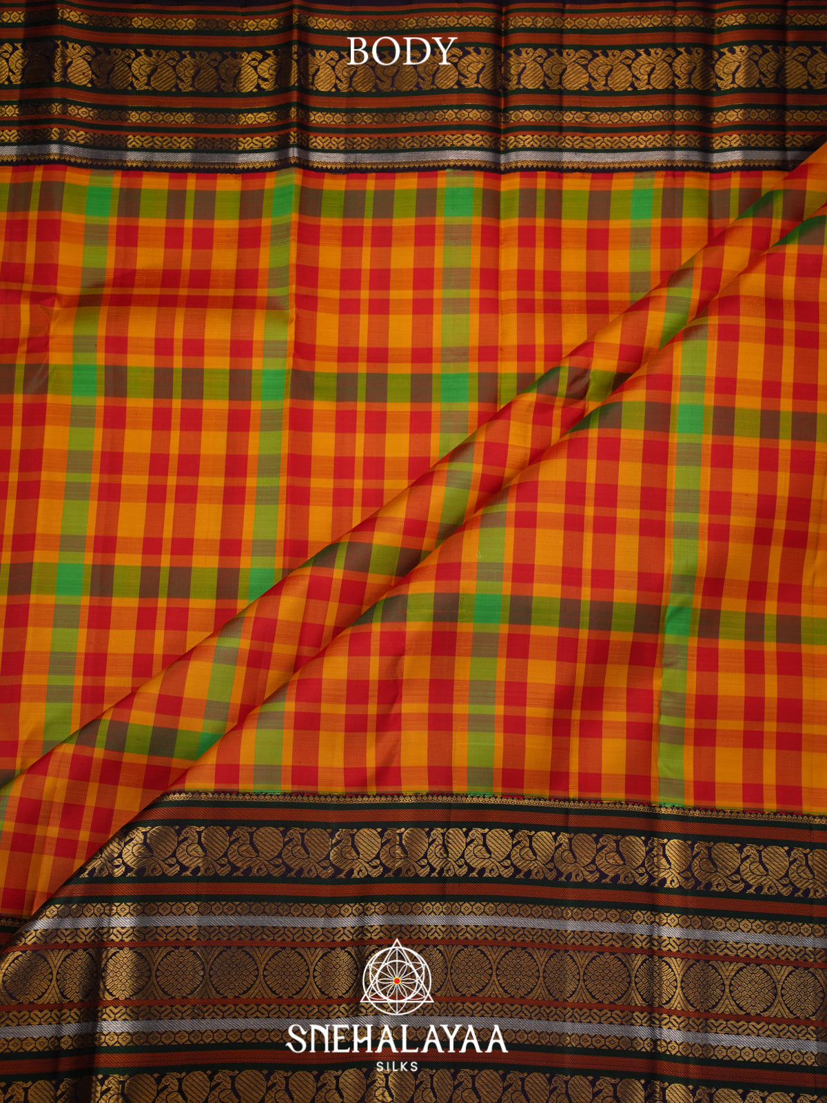 Multicolour Checks Kanjivaram Silk Saree